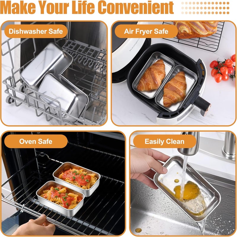 P&P CHEF مجموعة قوالب خبز صغيرة، 3 قطع قالب خبز صغير للخبز، 6.3 × 3.5 بوصة قوالب خبز من الفولاذ المقاوم للصدأ للخبز المنزلي، لحم مفروم، كعك وبراونيز، صحية وغير سامة، آمنة في غسالة الصحون - Image 5